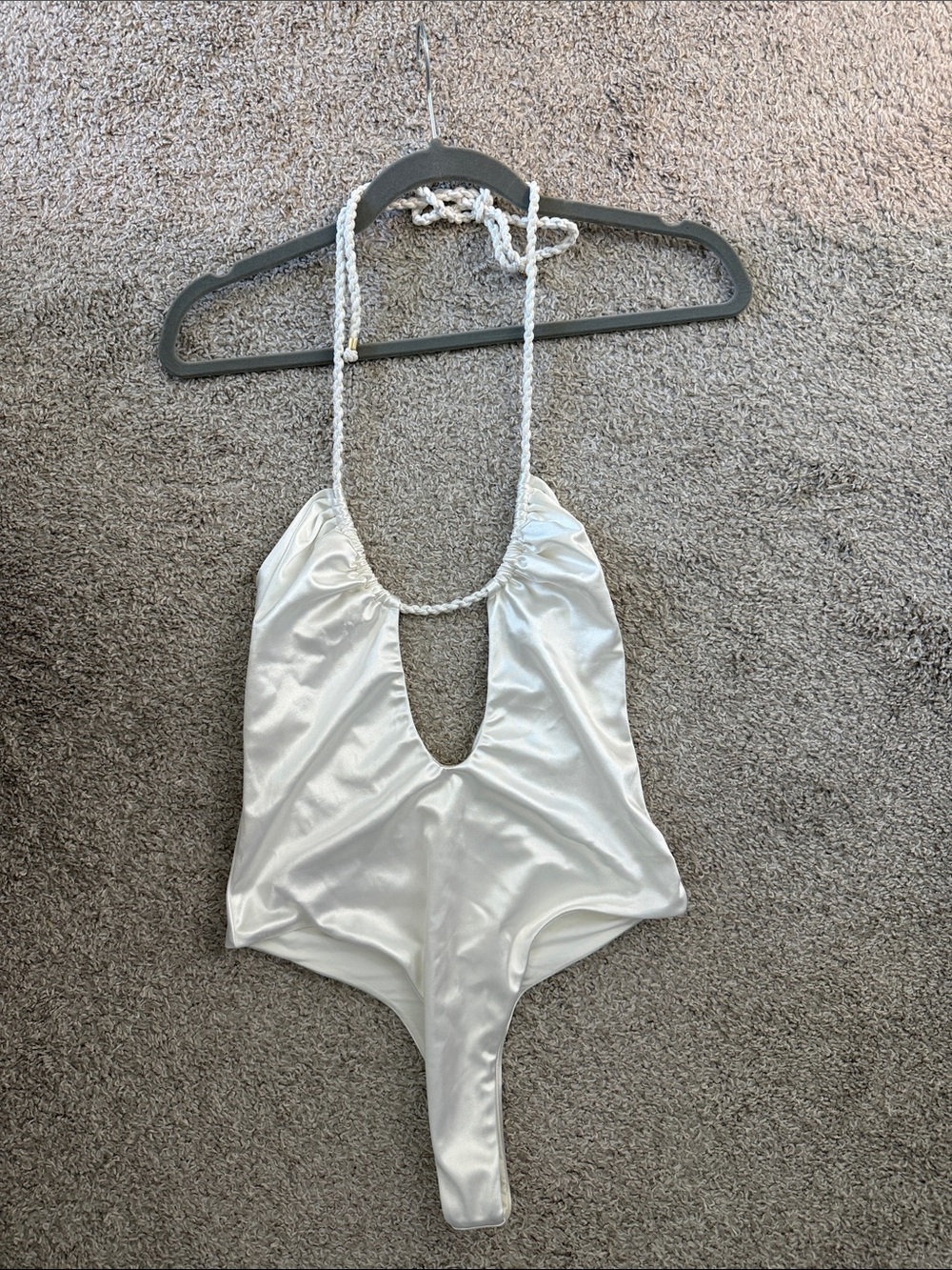 Meshki White Braided-Halter One-Piece Swimsuit